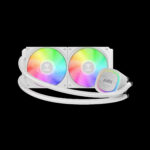 GAMDIAS AURA GL240 Liquid CPU Cooler, RGB 240 Radiator, 2 x 120mm PWM Fans, Mirror Style Pump for Intel/AMD Ryzen - WHITE