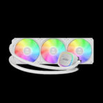 GAMDIAS AURA GL360 Liquid CPU Cooler, RGB 360 Radiator, 3 x 120 mm PWM Fans, Mirror Style Pump for Intel/AMD Ryzen - WHITE