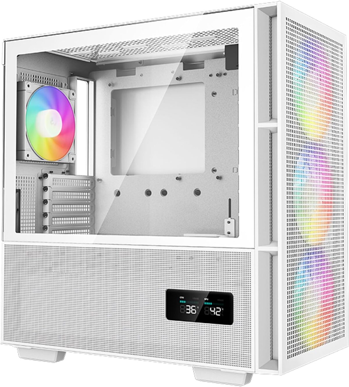 DeepCool CH560 DIGITAL ATX Airflow case, Dual Status Display, 3x Pre-Installed 140mm ARGB Fans, Mesh/Tempered Glass , Magnetic Top Mesh Filter, Type-C, USB 3.0, WHITE