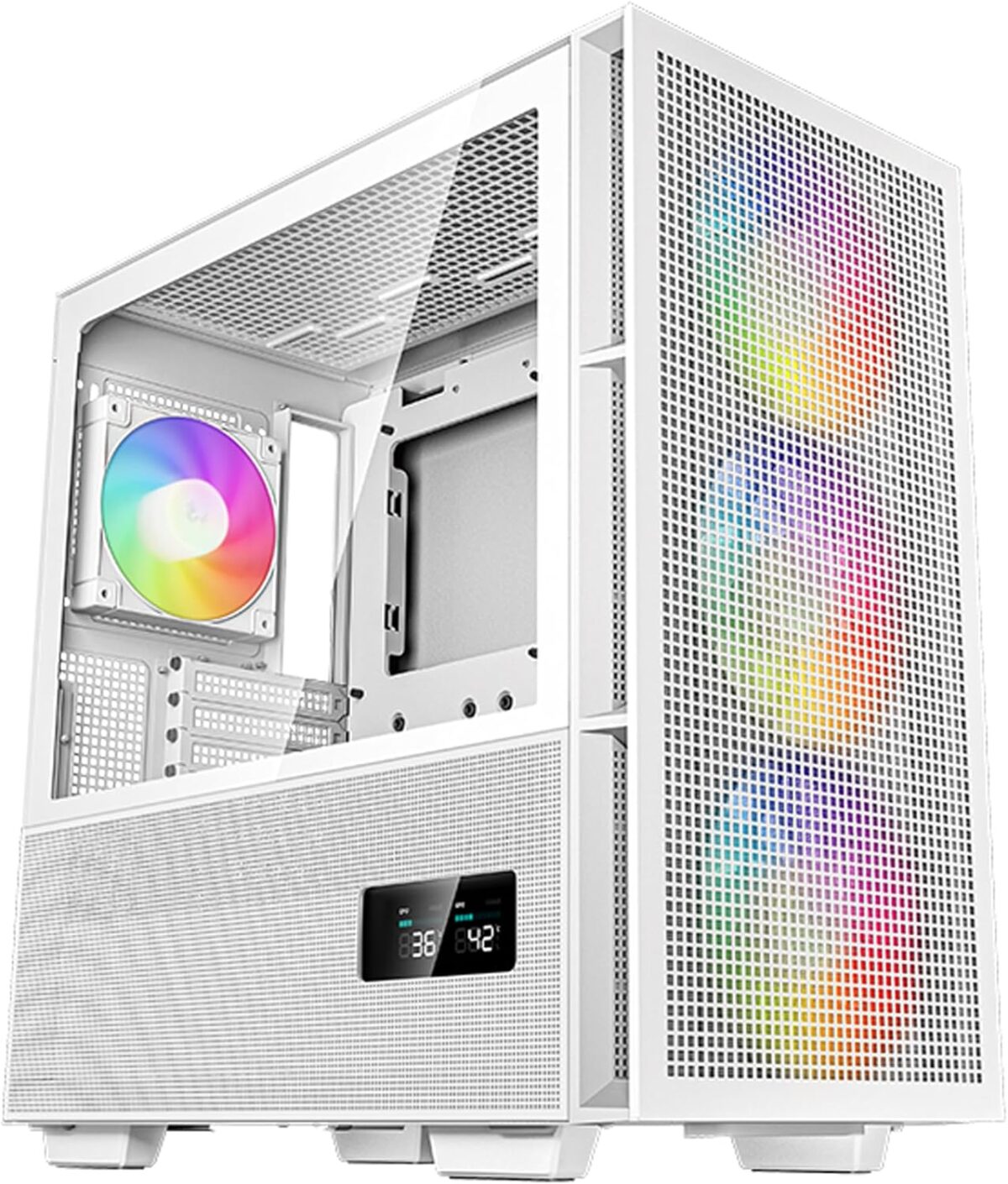 DeepCool CH560 DIGITAL ATX Airflow case, Dual Status Display, 3x Pre-Installed 140mm ARGB Fans, Mesh/Tempered Glass , Magnetic Top Mesh Filter, Type-C, USB 3.0, WHITE