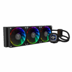 GAMDIAS CHIONE M4-420 ELITE LIQUID COOLER , Support LGA 1700 / AM5 , LCD Display , PWM Pump , ARGB Motherboard Sync , Hydraulic bearing PWM fans - BLACK