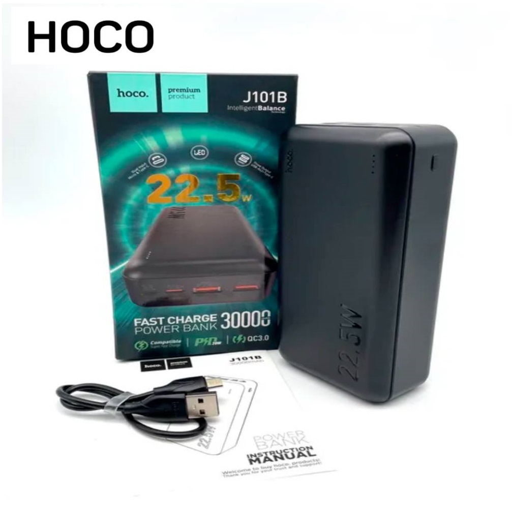 Hoco J101B - 22.5W  Power Delivery (PD) and Quick Charge (QC) Power Bank (30000mAh) ULTRA FAST CHARGE , 3 OUTPUT USB , TYPE C INPUT FROM EXPERT ZONE