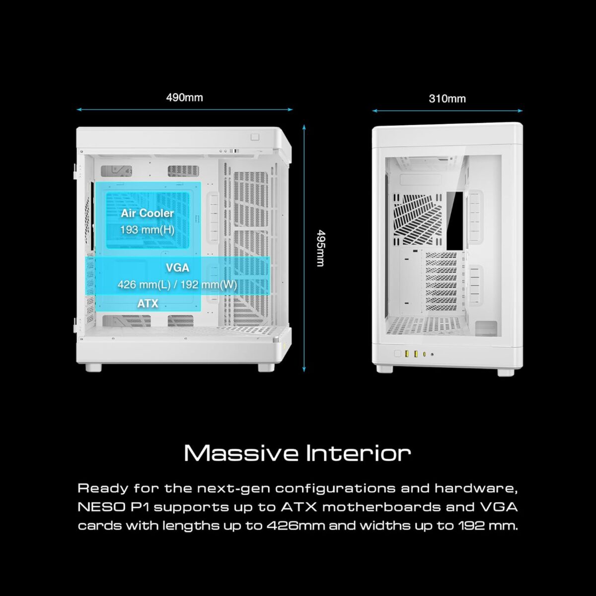 NESO WW RGB Gaming Case WHITE GAMDIAS NESO P1 WW RGB Dual-Chamber Tempered Glass Gaming PC Case , Partition Plate Cooling Technology, RGB Lighting, LED Control Button, Dust Filter , MODULAR ORIENTATION , TWO-WAY ORIENTATION WITH DUAL CHAMBER & ONE-TOUCH OPEN - PURE WHITE