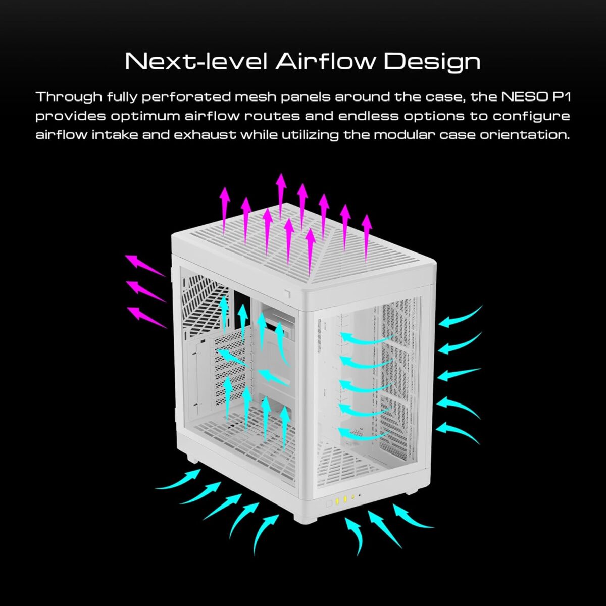 NESO WW RGB Gaming Case WHITE GAMDIAS NESO P1 WW RGB Dual-Chamber Tempered Glass Gaming PC Case , Partition Plate Cooling Technology, RGB Lighting, LED Control Button, Dust Filter , MODULAR ORIENTATION , TWO-WAY ORIENTATION WITH DUAL CHAMBER & ONE-TOUCH OPEN - PURE WHITE