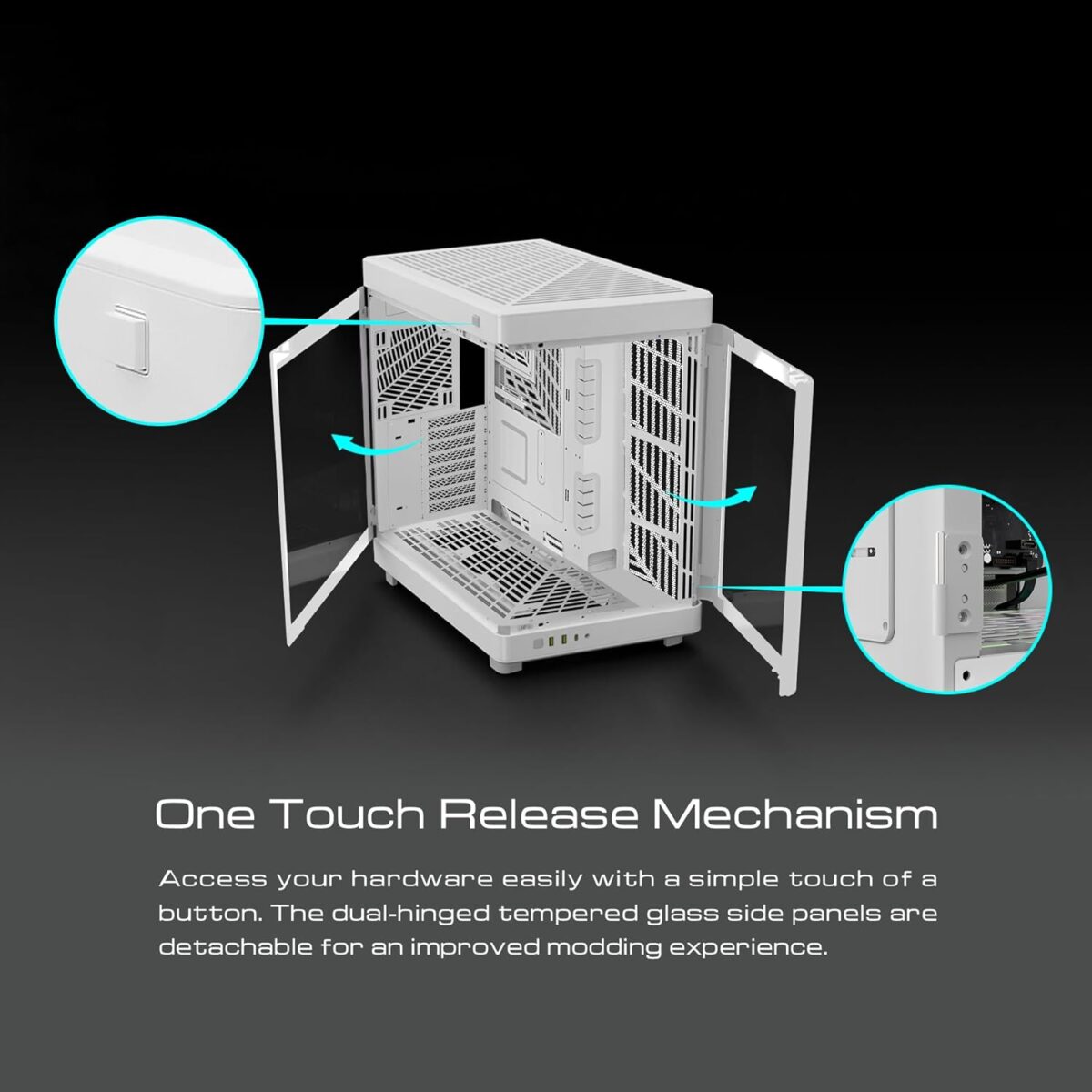 NESO WW RGB Gaming Case WHITE GAMDIAS NESO P1 WW RGB Dual-Chamber Tempered Glass Gaming PC Case , Partition Plate Cooling Technology, RGB Lighting, LED Control Button, Dust Filter , MODULAR ORIENTATION , TWO-WAY ORIENTATION WITH DUAL CHAMBER & ONE-TOUCH OPEN - PURE WHITE