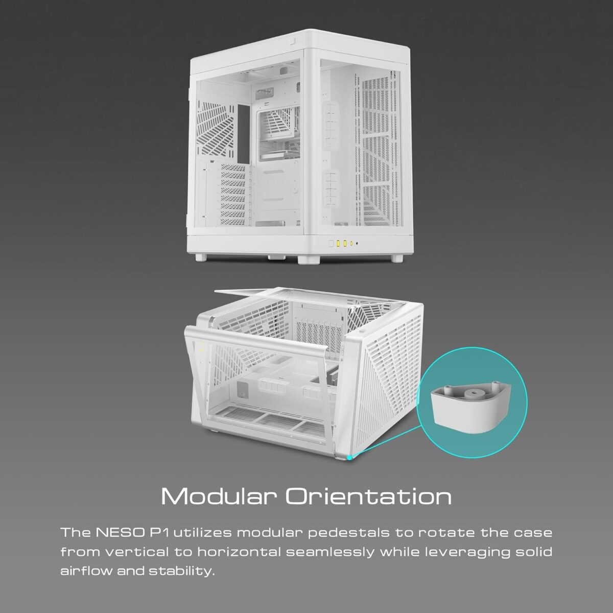 Brand GAMDIAS Case Type Mid Tower Color White Material Tempered Glass, Metal Cooling Method Air Model Name NESO P1 WW Light Color RGB Product Dimensions 19.3"D x 12.2"W x 19.5"H Number of USB 2 Ports 2 Special Feature Partition Plate Cooling Technology, RGB Lighting, LED Control Button, Dust Filter