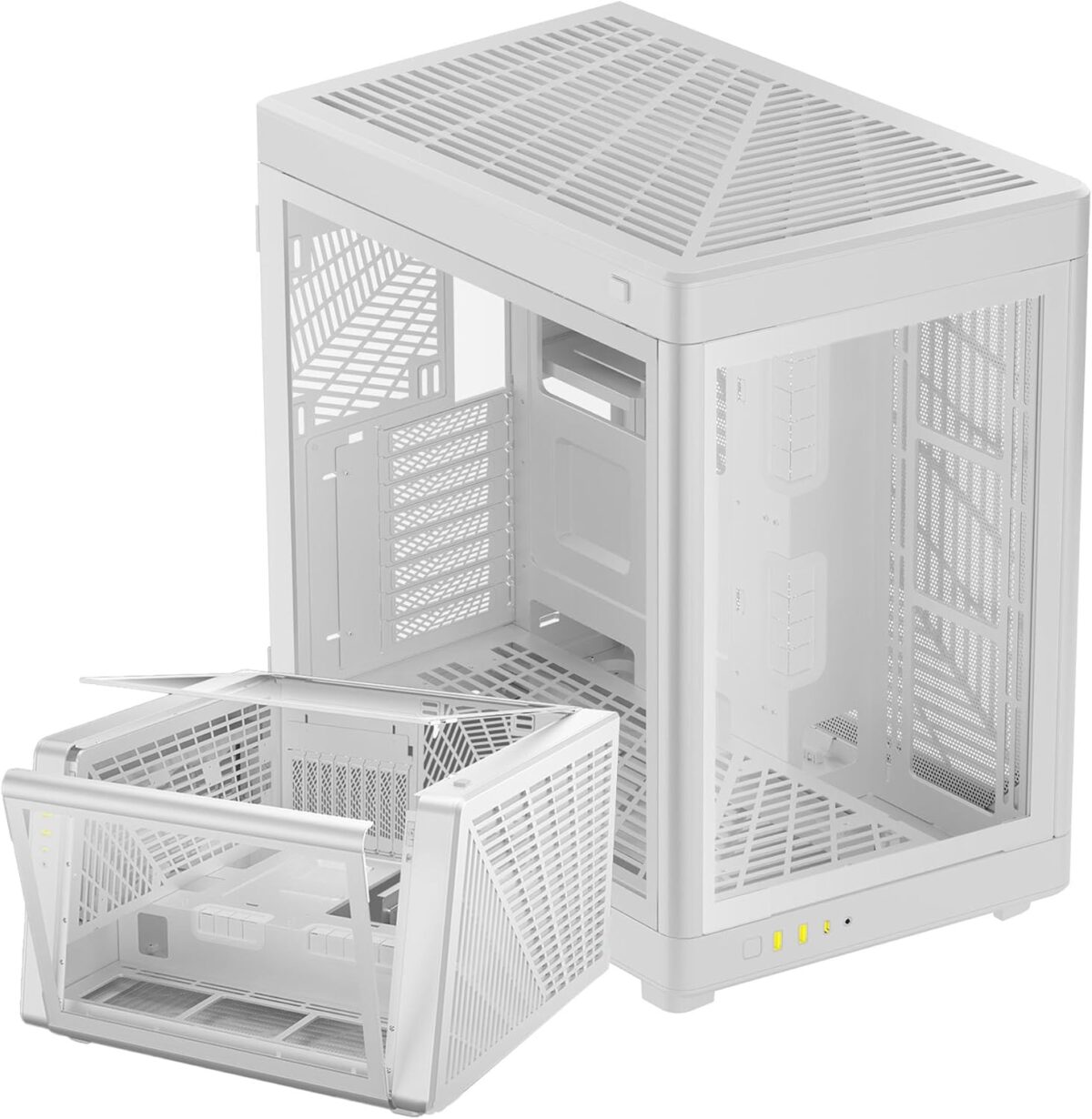 Brand GAMDIAS Case Type Mid Tower Color White Material Tempered Glass, Metal Cooling Method Air Model Name NESO P1 WW Light Color RGB Product Dimensions 19.3"D x 12.2"W x 19.5"H Number of USB 2 Ports 2 Special Feature Partition Plate Cooling Technology, RGB Lighting, LED Control Button, Dust Filter