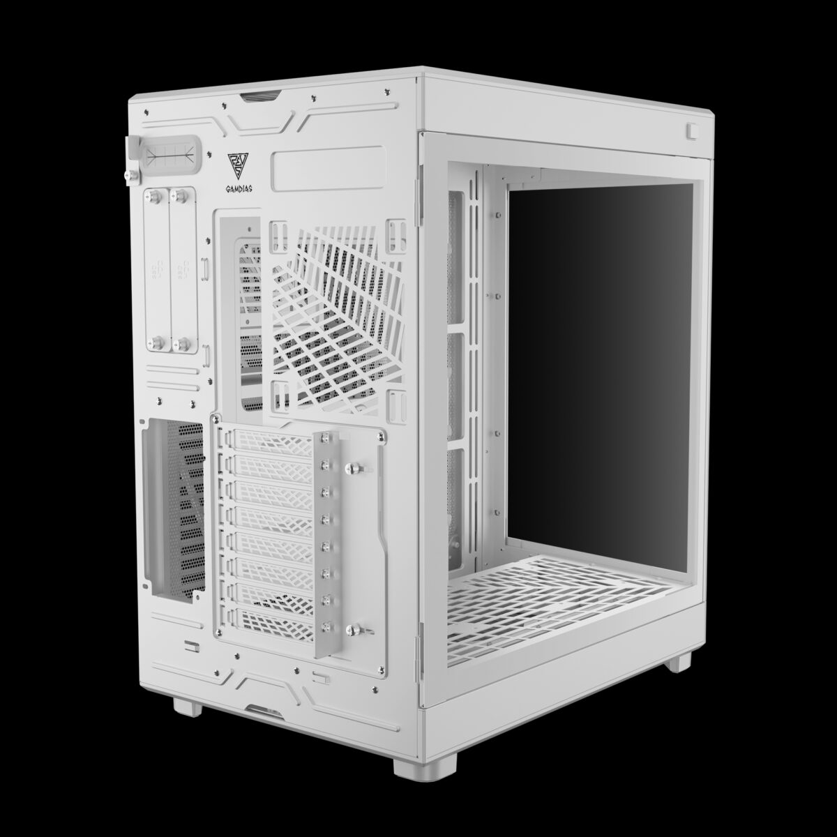 Brand GAMDIAS Case Type Mid Tower Color White Material Tempered Glass, Metal Cooling Method Air Model Name NESO P1 WW Light Color RGB Product Dimensions 19.3"D x 12.2"W x 19.5"H Number of USB 2 Ports 2 Special Feature Partition Plate Cooling Technology, RGB Lighting, LED Control Button, Dust Filter