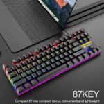 XUNFOX K80 Mechanical Gaming Keyboard, Blue/Red Switch Mechanical Keyboard Wired with 87 RGB Backlit Keys for Gaming