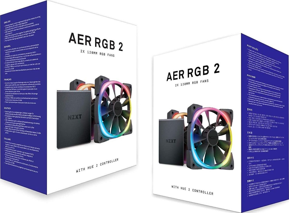 NZXT AER RGB 2 120mm Case Fans Twin Starter Pack with Hue 2 Black  HF-2812C-D1 - Image 7