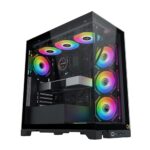 Xigmatek Endorphin Ultra Black with 5 ARGB Fans Mid-Tower Case Crystal Clear Front , Left Tempered Glass Design Superior Airflow & Ventilation Design