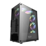 Darkflash Dk151 Unique Front Panel Design with ARGB Lighting Gaming Computer Case - BLACK ; Size :370*206*432mm ;Tempered glass side panel ;Topside I/O port