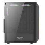 Darkflash Dk151 Unique Front Panel Design with ARGB Lighting Gaming Computer Case - BLACK ; Size :370*206*432mm ;Tempered glass side panel ;Topside I/O port
