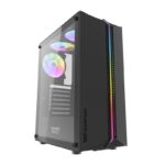 Darkflash Dk151 Unique Front Panel Design with ARGB Lighting Gaming Computer Case - BLACK ; Size :370*206*432mm ;Tempered glass side panel ;Topside I/O port