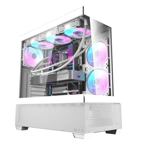 DARKFLASH DS900 Air ATX PC 5 FAN ARGB Case - WHITE . 270 degree Panoramic design ; Air Inlet design create better airflow; USB Type-C Included ; USB Type-C