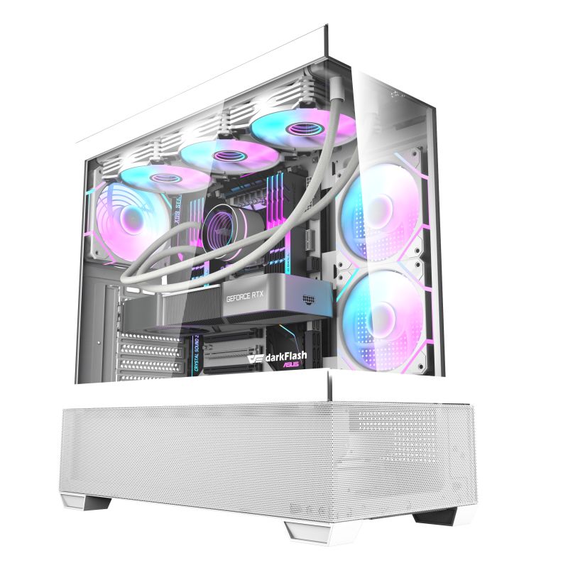 DARKFLASH DS900 Air ATX PC 5 FAN ARGB Case - WHITE . 270 degree Panoramic design ; Air Inlet design create better airflow; USB Type-C Included ; USB Type-C