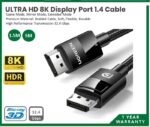 UGREEN VESA Certified 8K DisplayPort Cable 10FT, DP 1.4 Cable Displayport to Displayport Cable Support 8K@60Hz, 4K@240Hz, FreeSync, G-Sync, HDR, 32.4Gbps for HDTVs, Displays, Monitors, Graphics, PC